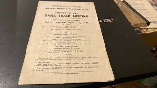 Hereford Racecourse - - Grass Track Programme - - 2nd April 1945 - - Rare