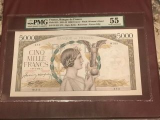 France French 5000 Francs 1941 Pmg 55 Aunc Pick 97c Signed Favre Gilly Rare