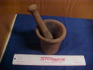 Lg Early Antique Pharmacy Apothecary Cast Iron Mortar W Pestal