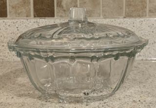Vintage Depression Clear Glass Bead & Panel Covered Candy Dish Bowl W/cover Lid