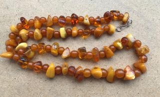 Old Geniune Natural Antique Baltic Vintage Amber Jewelry Stone Necklace 43 G.