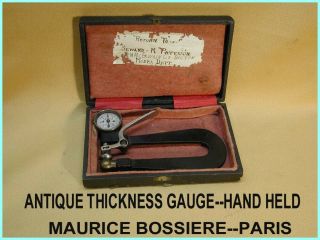 Antique Hand Held Thickness Gauge - - Marice Bossiere - - In Wood Box - - One
