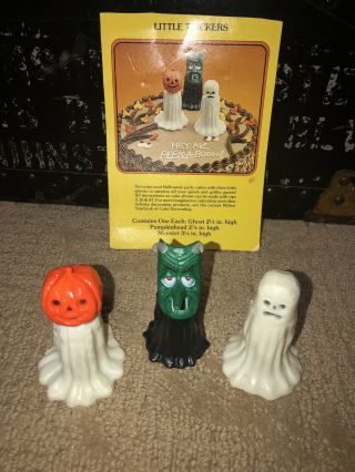 Vintage Hard To Find Halloween Little Trickers Cake Topper Ghost Pumpkin Rare