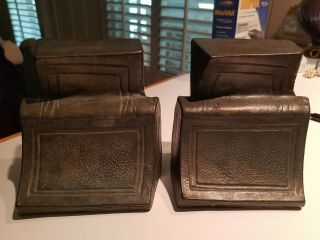 Vintage R.  O.  C.  Rare Very Heavy Wrought Iron Book Shaped Bookends - - 28 Years Old