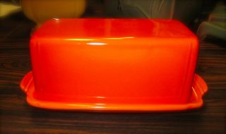 Rare Vintage Homer Laughlin Riviera Red Covered 1/4 Butter Dish Fiesta