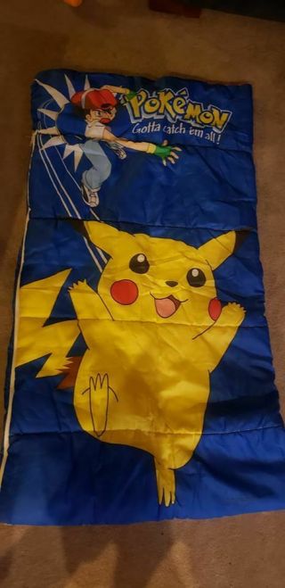 RARE 1998 Pokemon Pikachu Ash Ketchum Sleeping Bag 57” X 30” 3