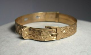 Antique Vintage Victorian Engraved Gf Gold Plate Belt Buckle Style Bracelet