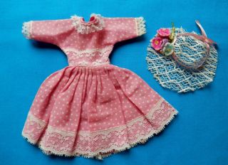 Vintage Barbie Clone Wendy Pink Polka Dot Lace Dress And Hat Series 42 Elite Vgc