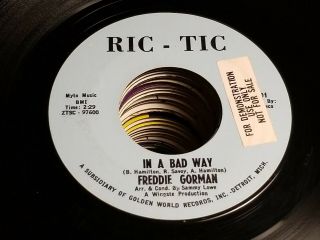 Rare Soul Funk 45 Freddie Gorman " In A Bad Way " Ric - Tic 101 Too Much Everything