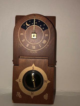 Vintage Wooden 4.  75” Maritime Compass Sun Dial Desk Top Accessory