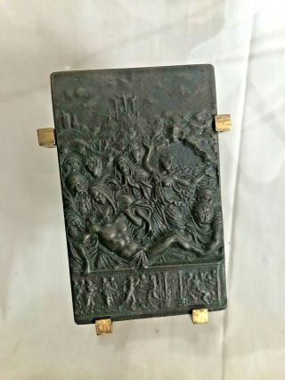 Great Orig.  Antique Cast Bronze Stations Of The Cross Xiv Decent From The Cross