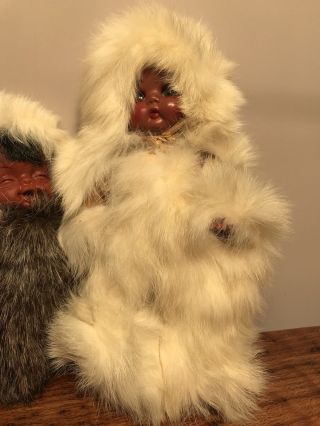 Vintage Eskimo Dolls Set Of 4 Hard Plastic 2