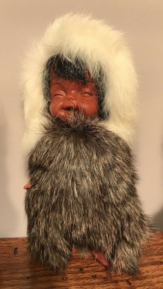 Vintage Eskimo Dolls Set Of 4 Hard Plastic 3