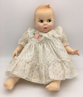 Vintage Gerber Baby Doll Moving Eyes 1970 Yellow Gingham Cloth Body Molded Head