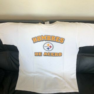 RARE VTG Champion Pittsburgh Steelers Hombres de Acero Spanish T Shirt SZ Large 2