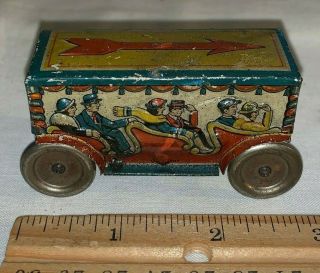 Antique Key Wind Up Tin Litho German Germany Penny Toy Embossed Trolley Car Bus