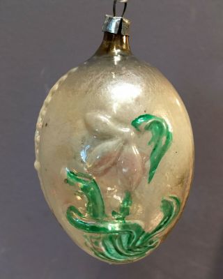 Antique / Vintage DONALD DUCK Embossed on Egg Glass Christmas ornament W Germany 3