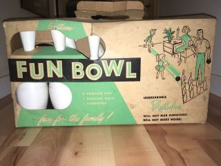 Rare Orig Box Vintage Gotham Bowling Game Mid Century Usa Complete Toy