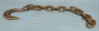 Vintage Rustic Steel Log Chain Rigging Eye Hook & Chain Steampunk Altered Art