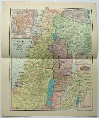 1903 Dated Map Of Palestine By Dodd Mead & Company.  Antique