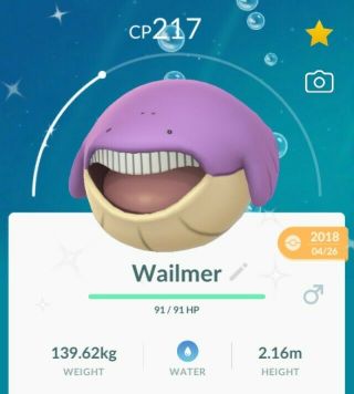 Pokemon Go Shiny Wailmer Rare