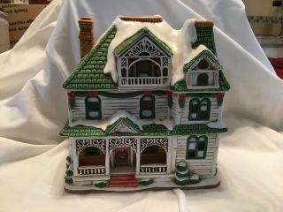 Lefton Colonial Village Burnside House Rare 1992 Christmas W/ Orig Box,  Deed