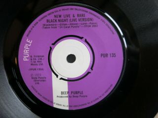Deep Purple - Black Night Live & Rare - 1973 1st Pressing 7 " Single Ex Vinyl