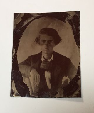 Antique Full Plate Tintype Of A Young Man Circa Mid 1800s
