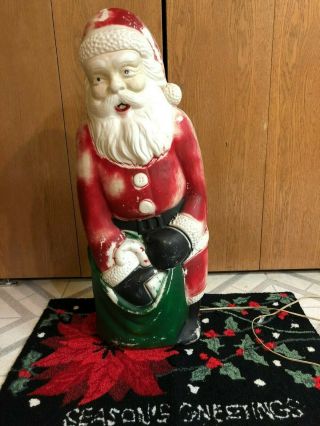 Rare Very Old Santa Claus Blow Mold Vintage Christmas Lighted Lawn Decoration