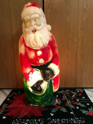 RARE Very Old Santa Claus Blow Mold Vintage Christmas Lighted Lawn Decoration 2