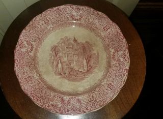 Antique Staffordshire Pink Transferware Buda Pattern Plate 8 3/4 "