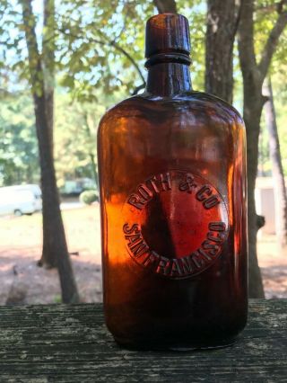 Antique Roth & Co Whiskey Bottle San Francisco - Tooled Top