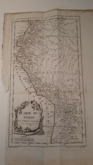 Bellin Atlas Engraved Map Of Peru South America - 1780