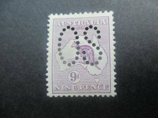Kangaroo Stamps: 9d Purple Large Perf Os 1st Watermark Mnh - Rare (c89)
