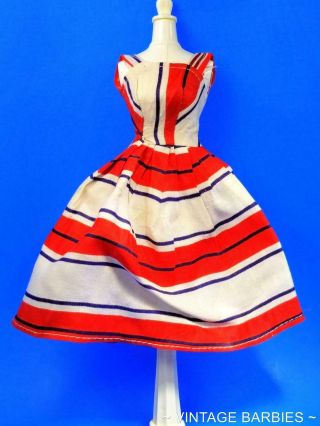 Barbie Doll Sized Red White & Blue Dress Vintage 1960 