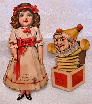Antique Vintage Early 1920’s Double Sided Doll Jack Christmas Ornaments Usa
