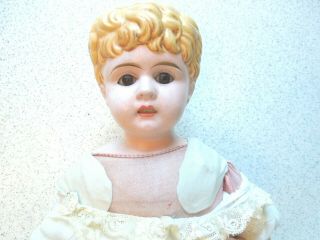 Pretty Vintage Tin Head Doll With Teeth In A Dress