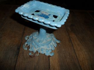 Metal Antique Vintage Cast Iron? Soap Dish Standing Very Rustic Great Look=4.  5 " T