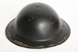 Antique Black Wwii British Military Brodie Helmet With Liner