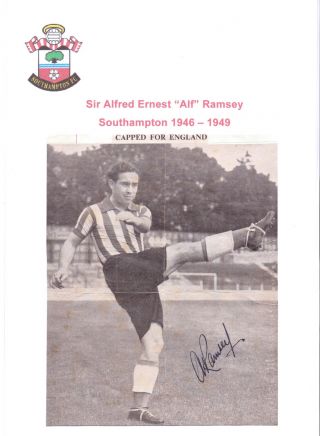 Alf Ramsey Southampton 1946 - 1949 Very Rare Hand Signed Picture Cutting