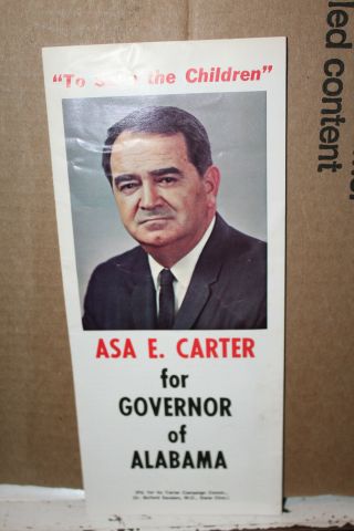 Vintage Asa E.  Carter Governor Alabama Brochure To Save The Children Rare 1970