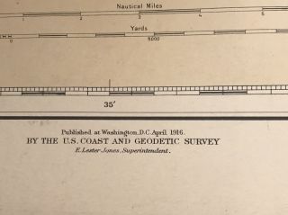 1919 LONG ISLAND SOUND EAST COAST U.  S.  GEODETIC SURVEY CHART CONN - N.  Y. 3