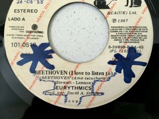Eurythmics Very Rare One Sided Ecuador 7 " Promo Vinyl Beethoven Annie Lennox