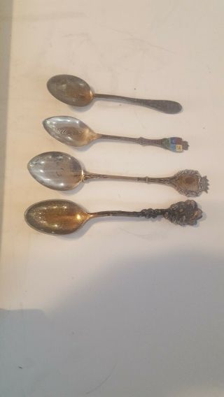 3 Sterling Souvenir Spoons And 1 Marked 800 Vancouver Denver Reed Barton Xmas