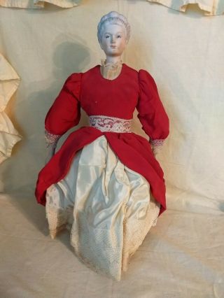 Vintage Cloth Doll With Porcelain Head,  Hands And Feet - Very Old