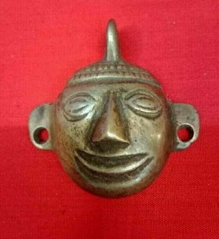 Antique Tribal Nagaland Necklace Bronze Headhunter Mask Clan Leader Pendant