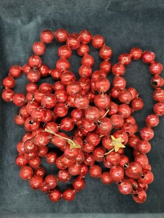 Antique Red Mercury 1/2 " Glass Beads Christmas Tree Garland 9 " Antique