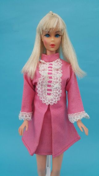 Vintage Barbie Clone HOT PINK MINI DRESS WITH WHITE RUFFLE Hong Kong Maddie Mod? 2