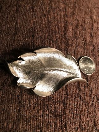 Stunning Rare Silver Leaf Brooch Pin 1930’s Thru 50’s Heavy For Size Ships