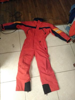 Obermeyer Sport One Piece Snow Ski Suit Size 14 Juniors Vintage Rare Red Orange